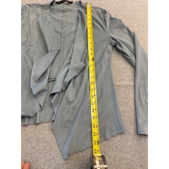 Zara Light Blue Faux Suede Light Blue Draped Jacket Small Excellent Condition - Picture 9 of 10